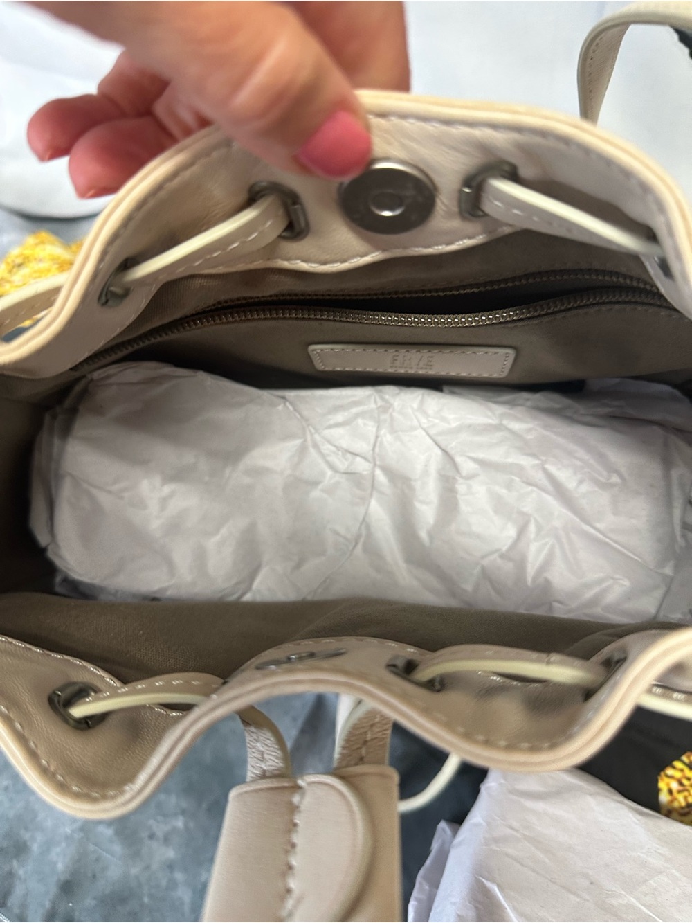 Frye Cream Leather Drawstring Crossbody - Picture 5 of 5